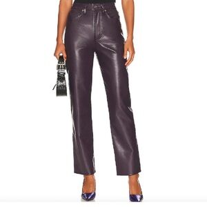 Agolde Straight Leather Jeans - Night Shade Plum